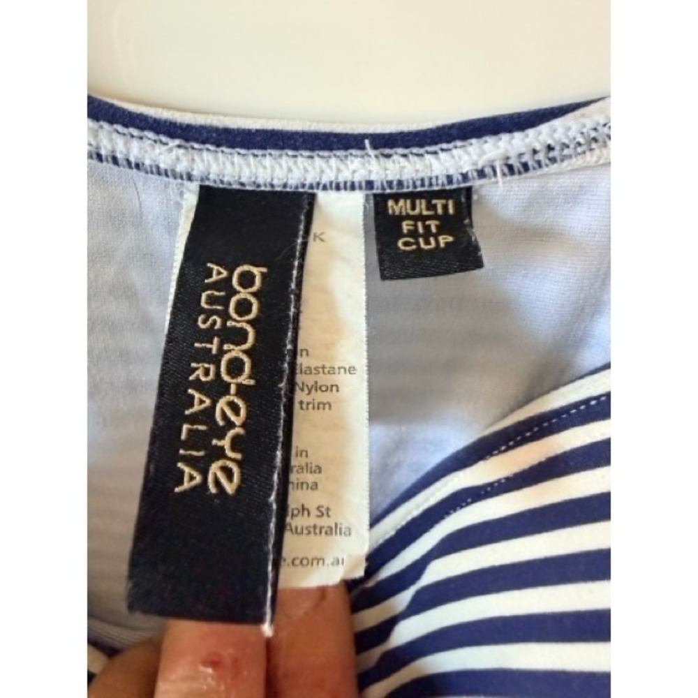 Bond-Eye Australia Navy White Striped One Piece Swimsuit Size 10 6 - Picture 6 of 9